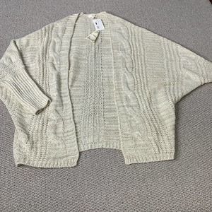 Entro Womens‎ Cardigan Sweater Size Small Beige Dolman Sleeves Open Front NWT